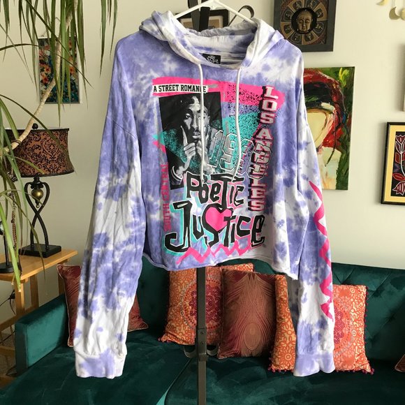 Philcos | Tops | Poetic Justice Sz 3x Purple Tie Dye Hooded Cropped  Sweatshirt Tupac 9s | Poshmark